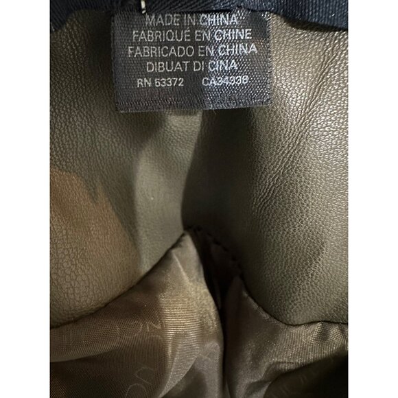 French Connection Womens Olive Green Faux Leather Moto Biker Jacket Size S - Picture 5 of 16